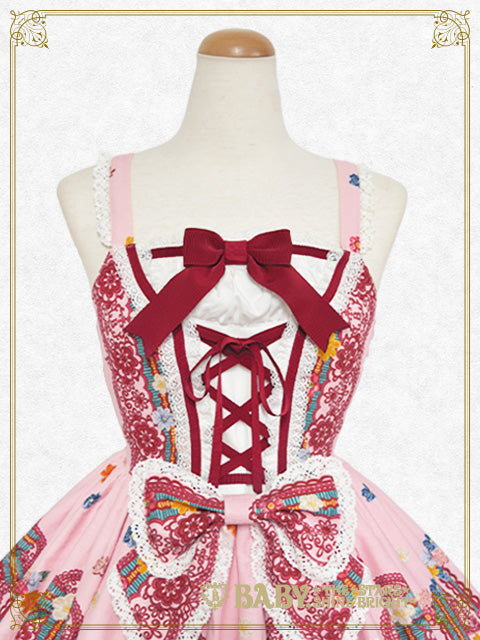 Pastoral Decoration Palette柄エプロンジャンパースカート
