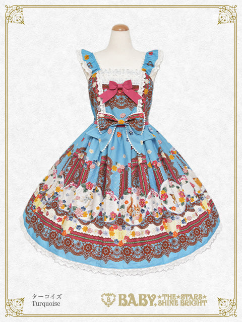 Pastoral Decoration Palette柄ヨークレースジャンパースカート