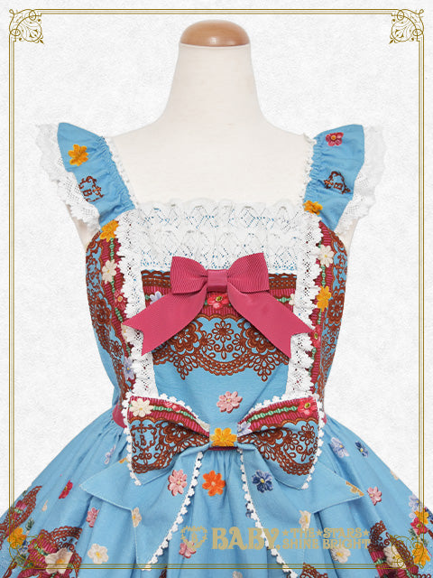 Pastoral Decoration Palette柄ヨークレースジャンパースカート