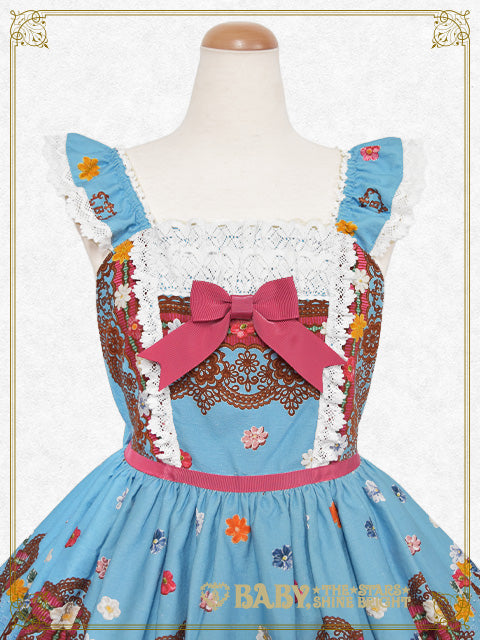Pastoral Decoration Palette柄ヨークレースジャンパースカート