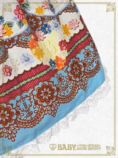 Pastoral Decoration Palette柄ヨークレースジャンパースカート