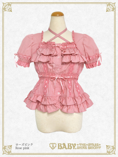 Double frill Half-Sleeve Blouse