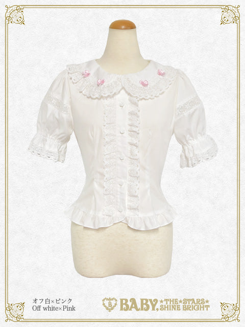 Mini ribbon half-sleeve blouse