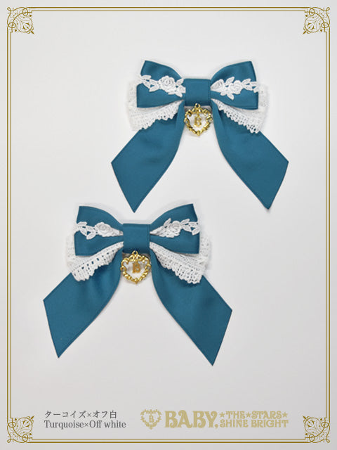 Rose lace dull satin ribbon clip