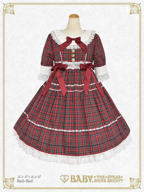タータンチェックシャーメインワンピース