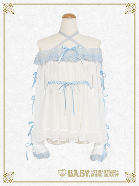 【予約】Sugar powder♡Dot Tulle ベビードールシフォンブラウス