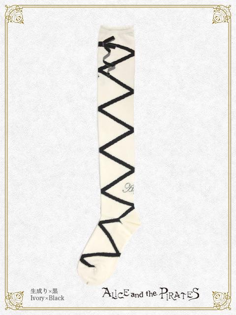 A/P lace up ribbon over knee socks