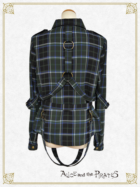 Tartan check pattern overshirt with harness belt