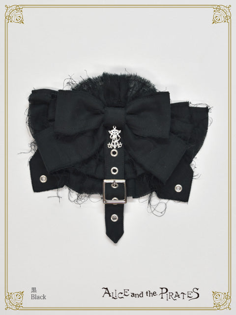 Monochrome gauze frill ribbon barrette