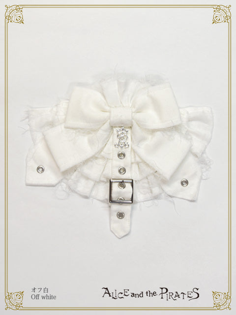 Monochrome gauze frill ribbon barrette