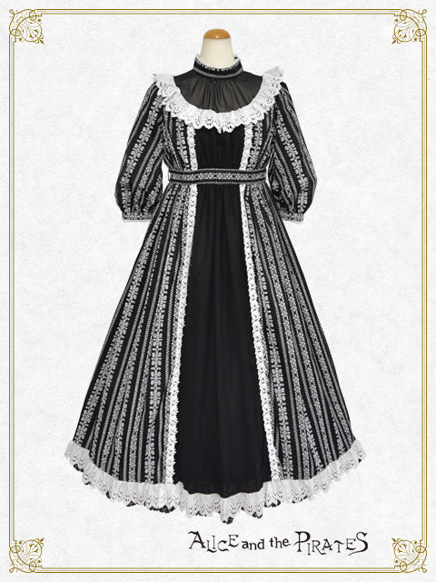 ~Eden~Black Roses & Drops of Light dobby long one piece dress