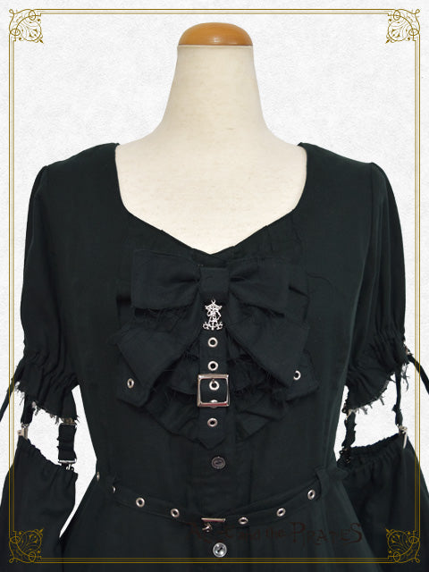 Monochrome gauze shirt dress