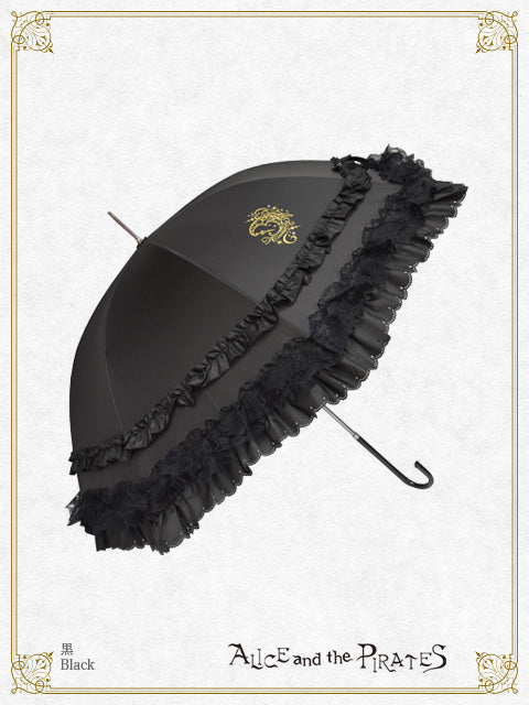 Crescent Moon and Secret Key Print Lace Frill Umbrella
