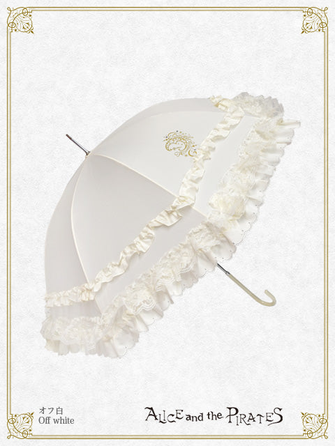 Crescent Moon and Secret Key Print Lace Frill Umbrella