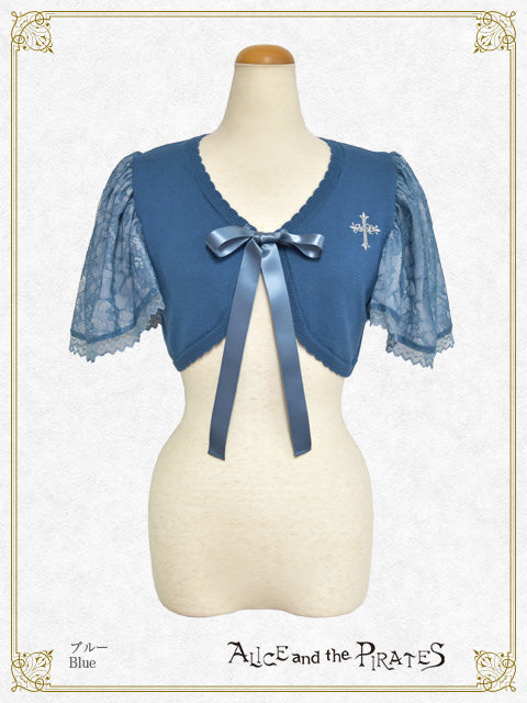 Cross-embroidered frill sleeve bolero