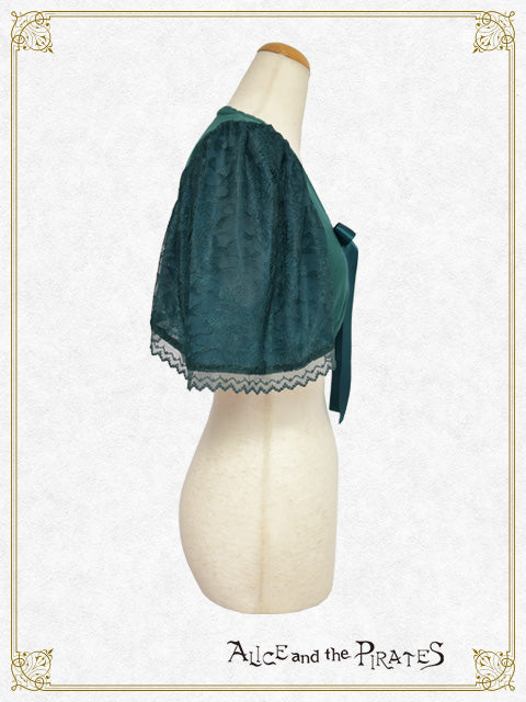 Cross-embroidered frill sleeve bolero