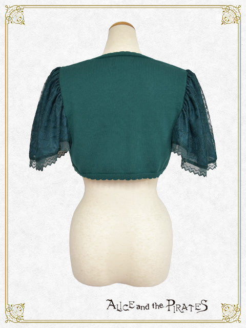 Cross-embroidered frill sleeve bolero