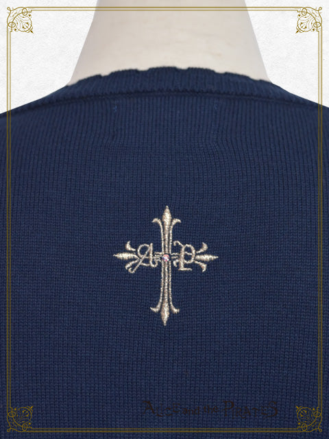 Short cardigan with embroidered cross
