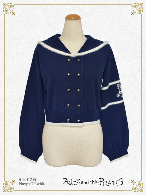 Sailor collar short cardigan