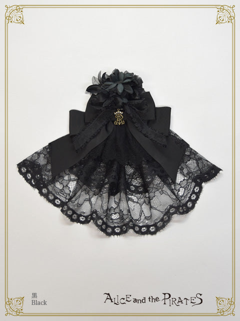 Dark racy Flora ribbon veil clip