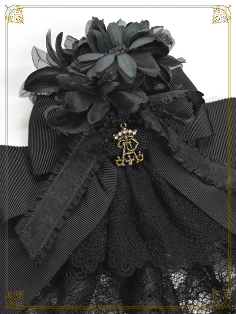 Dark racy Flora ribbon veil clip