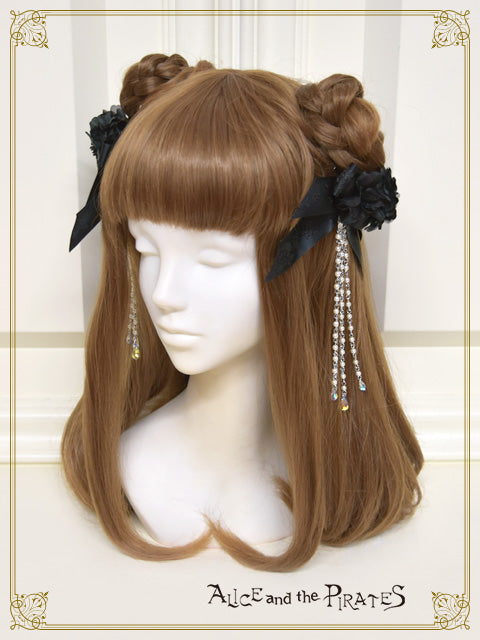 Black rose fantasia ~ Flower in the Dark ~ Chain Ribbon Clip