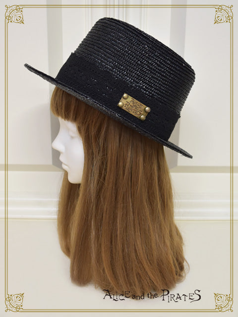 Straw hat with A/P plate