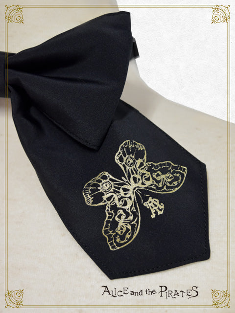 Upside-down butterfly print ribbon tie