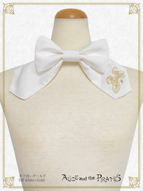 Upside-down butterfly print ribbon tie