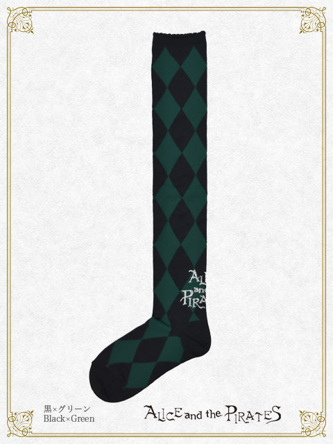 A/P Diamond Pattern Over-the-Knee Socks