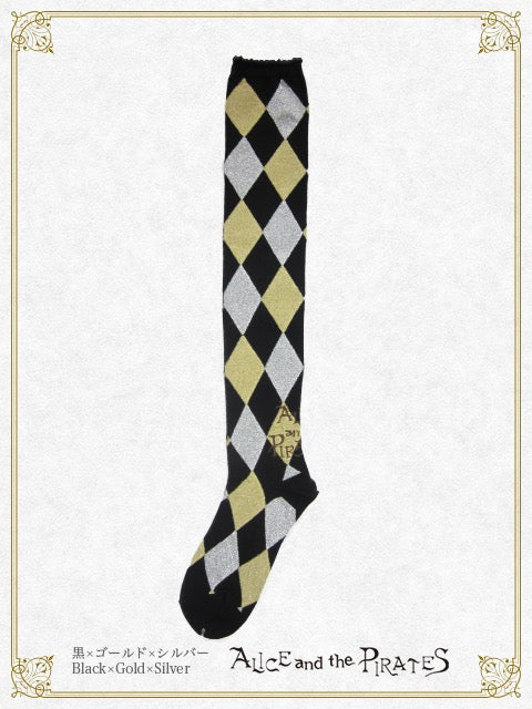A/P Diamond Pattern Glitter Over-the-Knee Socks