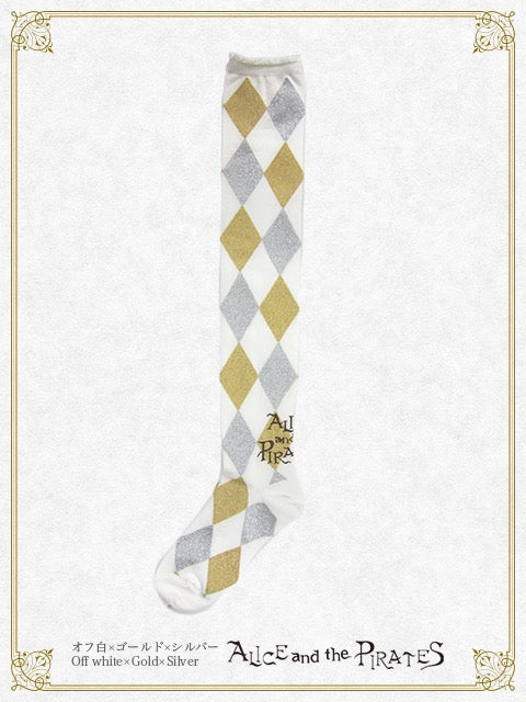 A/P Diamond Pattern Glitter Over-the-Knee Socks