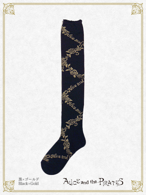 A/P Lace-up Rose Over-the-knee Socks