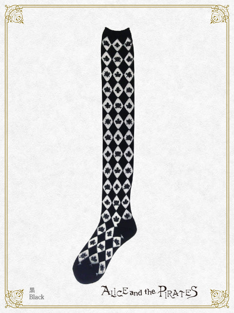 A/Pロイヤルダイヤ柄シースルーオーバーニーソックス