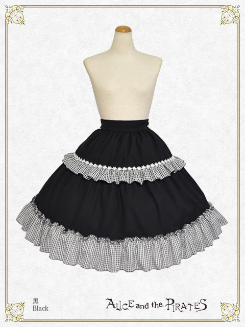 Airy tiny check frill skirt