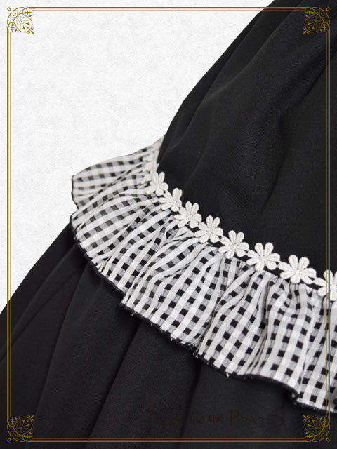 Airy tiny check frill skirt