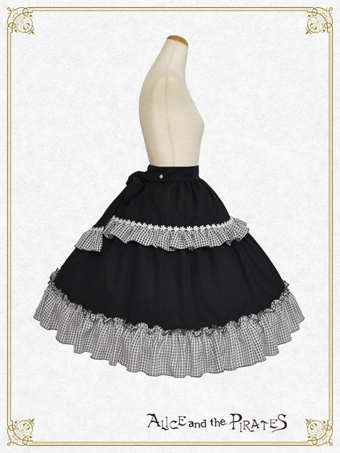 Airy tiny check frill skirt