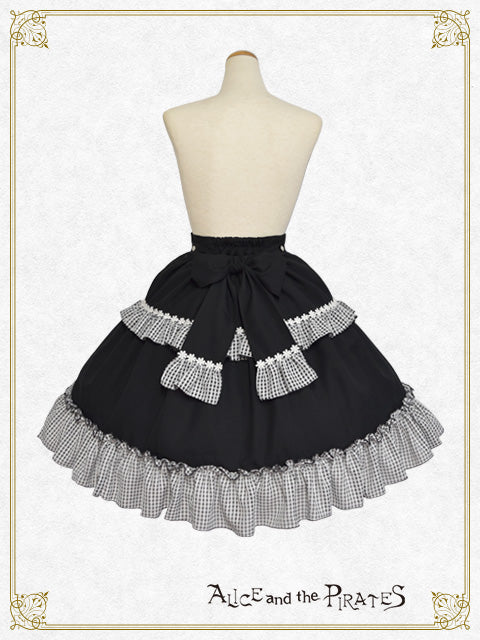Airy tiny check frill skirt
