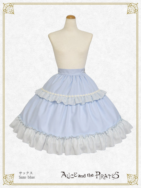 Airy tiny check frill skirt