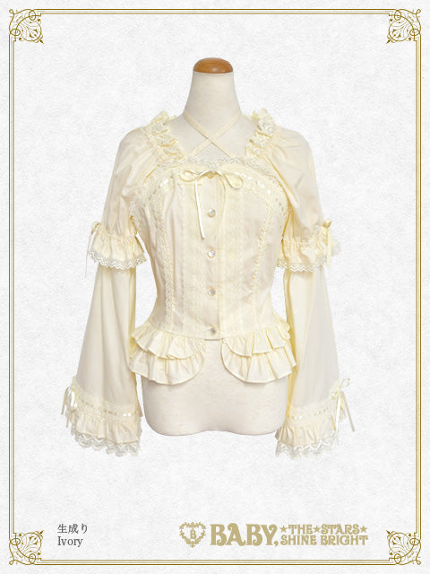 Princess sleeve back shirring blouse