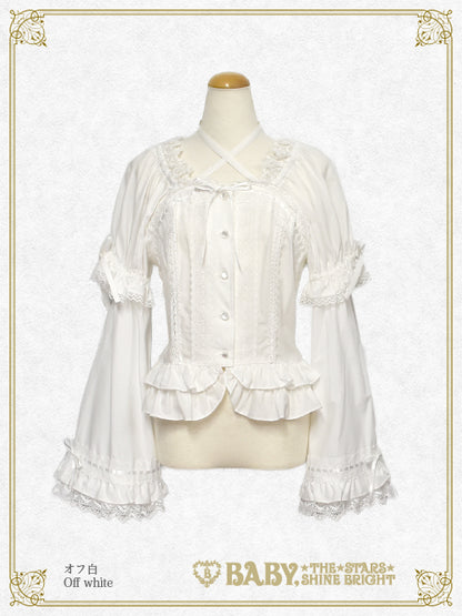 Princess sleeve back shirring blouse