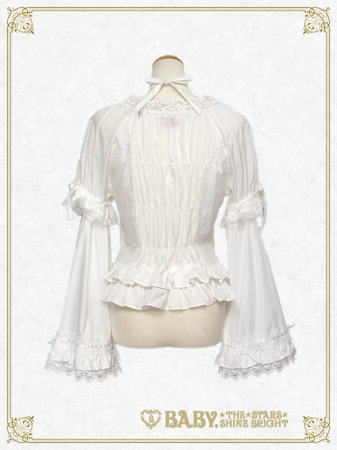 Princess sleeve back shirring blouse