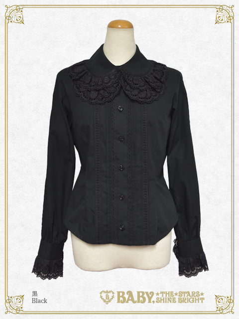 Double collar Pin-tucked sleeve blouse