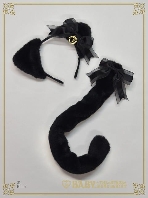 Kitten ear fur head bow＆tail