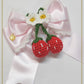 Swinging Strawberry satin ribbon clip