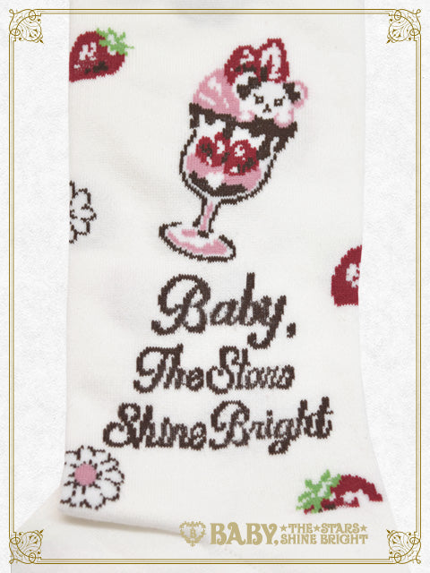 Berry Berry Strawberry Parfait～with Kumya-chan Ice cream～over knee socks