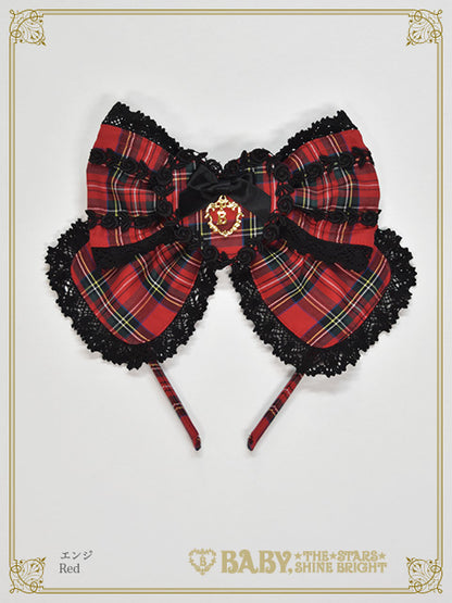 Sweet Wing Tartan Check head bow
