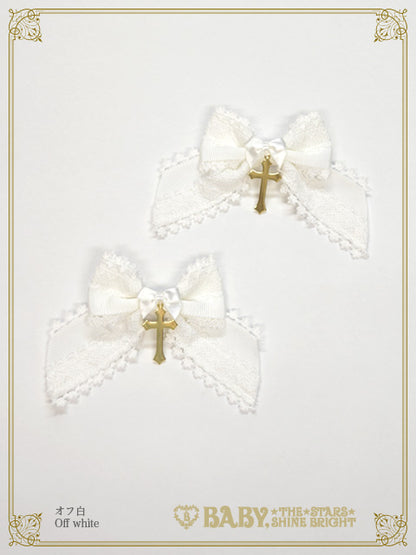  Croix de Noёl Blanche ribbon clip