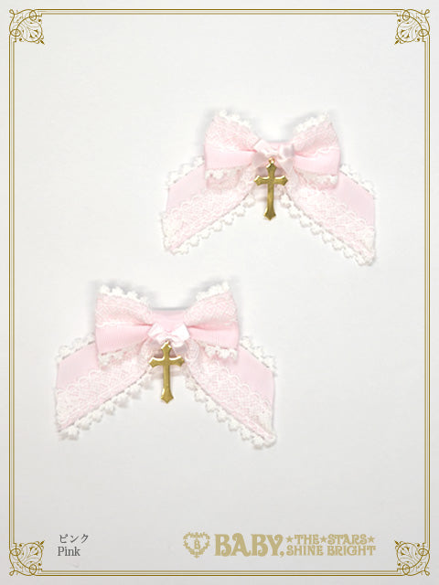  Croix de Noёl Blanche ribbon clip