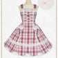 Scalloped tartan check jumper skirt & ribbon comb set